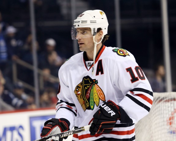 Patrick Sharp is fresh off a Stanley Cup win with Chicago, but he could soon find himself as part of a new team (Bruce Fedyck-USA TODAY Sports)