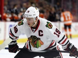 Blackhawks center Jonathan Toews was quiet in game five. [photo: Amy Irvin]