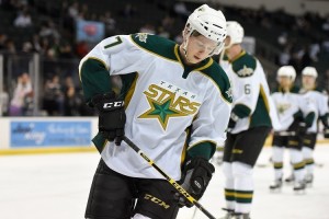 Cole Ully scored twice in a 3-1 win over Minnesota at the NHL Prospect Tournament. (Michael Connell/Texas Stars Hockey)