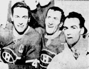 Montreal goal-getters Beliveau, Provost, Henri Richard.