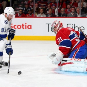 Tampa Bay Lightning forward Steven Stamkos and Montreal Canadiens goalie Carey Price