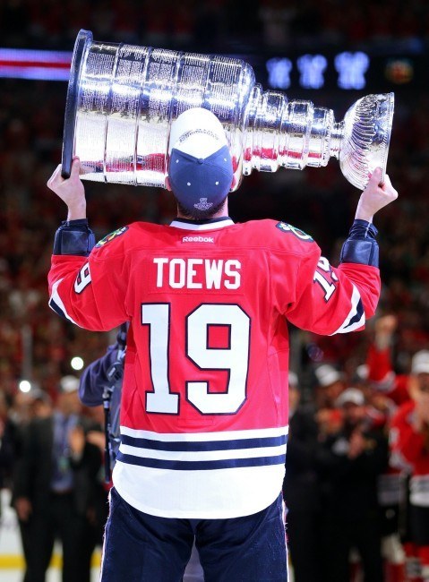 Jonathan Toews, 3x Stanley Cup winner as a captain. (Dennis Wierzbicki-USA TODAY Sports)