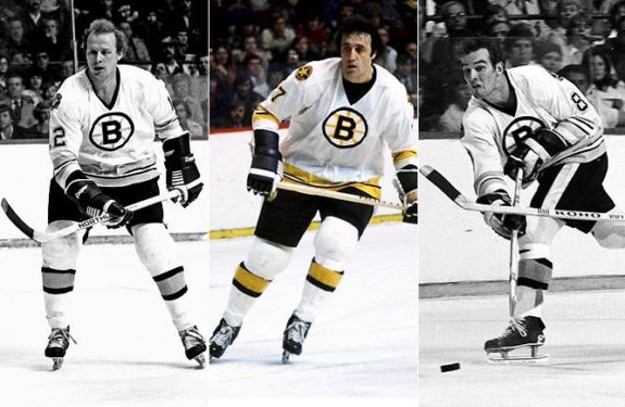 The Bruins' great line of Phil Esposito, Wayne Cashman, Ken Hodge