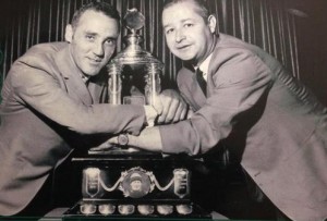 Jacques Plante and Glenn Hall shared the 1969 Vezina Trophy.