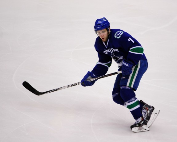 Linden Vey was among the Canucks final cuts after his poor preseason. (Anne-Marie Sorvin-USA TODAY Sports)