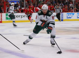 Zach Parise scored a hat trick in the Wild's season opener to push his team back from a four-goal deficit Thursday night. (Dennis Wierzbicki-USA TODAY Sports)