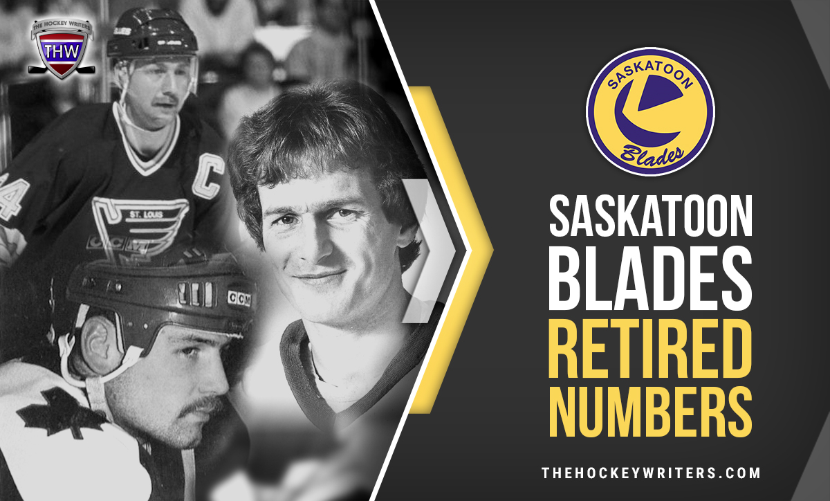 Bob Bourne, Bernie Federko and Wendell Clark Saskatoon Blades Retired Numbers