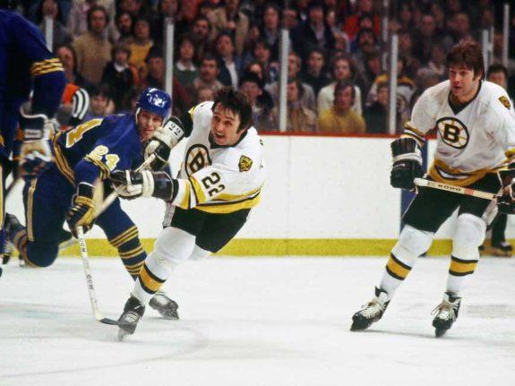 Brad Park #22 of the Boston Bruins