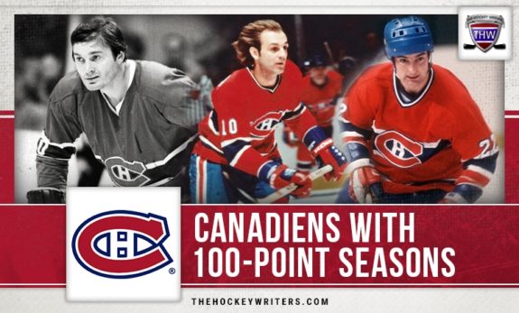 Montreal Canadiens 100-point season Guy Lafleur, Steve Shutt, and Pete Mahovlich