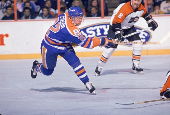 Jimmy Carson, #12 for the Edmonton Oilers
