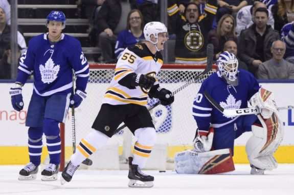 Boston Bruins Noel Acciari Toronto Maple Leafs Michael Hutchinson Nikita Zaitsev