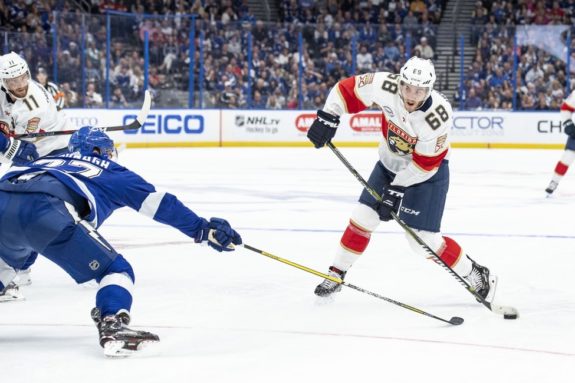 Panthers left wing Mike Hoffman, Ryan McDonagh