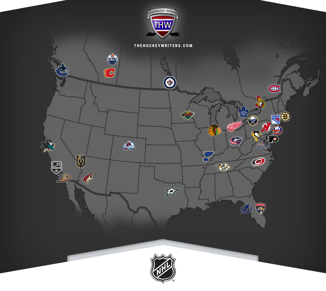 NHL Map Teams North America