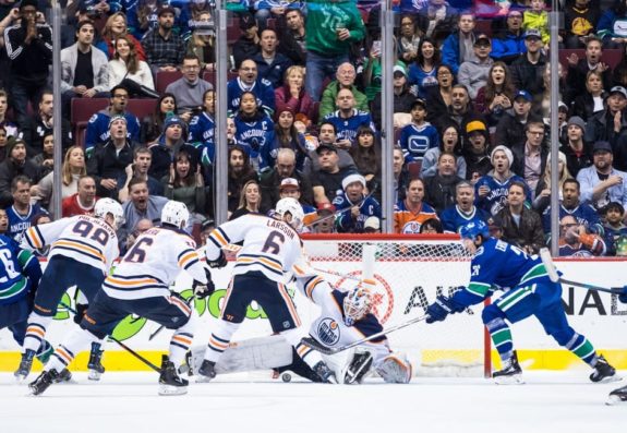 Edmonton Oilers Mikko Koskinen Vancouver Canucks' Loui Eriksson