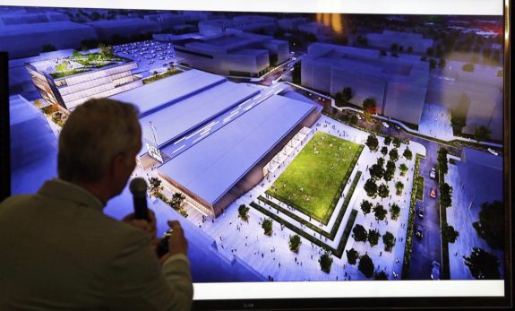 NHL Seattle, displays artist's renditions of a planned NHL ice hockey practice facility