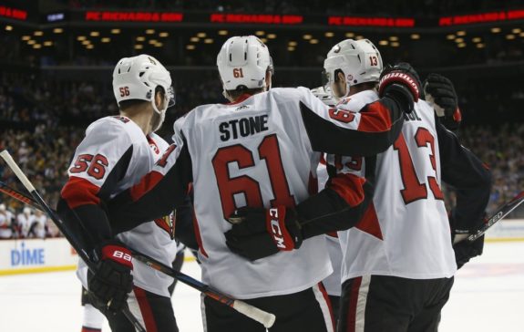 Ottawa Senators Mark Stone celebrates
