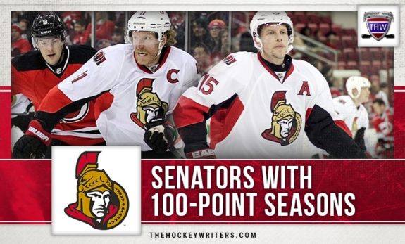 100-point seasons Ottawa Senators Daniel Alfredsson Dany Heatley