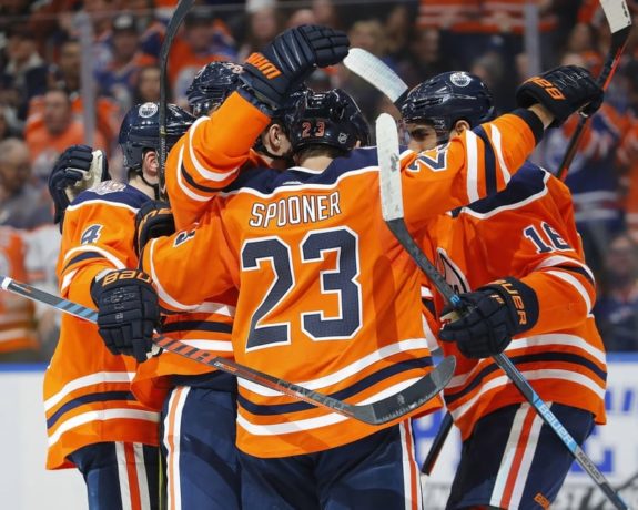 Edmonton Oilers celebrate - Ryan Spooner