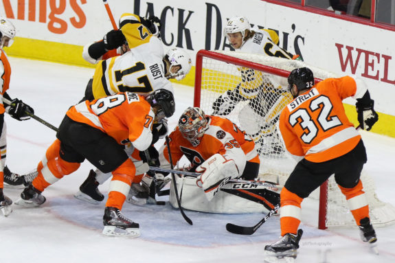 Mark Streit is part of an active defense for the Flyers this year with already 9 points in 13 games. (Amy Irvin / The Hockey Writers)