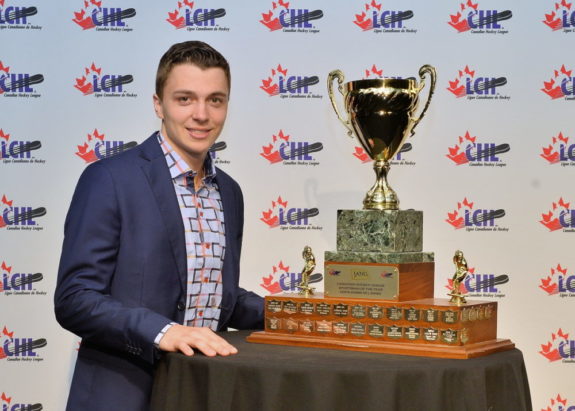(Terry Wilson/CHL Images) Samuel Girard was named the CHL's Sportsman of the Year last season for limiting his penalties, but he could be winning a more prestigious award this season if he can continue his torrid scoring pace despite the disappointment of getting cut from Team Canada.