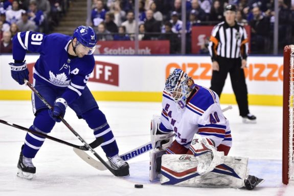 New York Rangers goaltender Alexandar Georgiev Toronto Maple Leafs center John Tavares