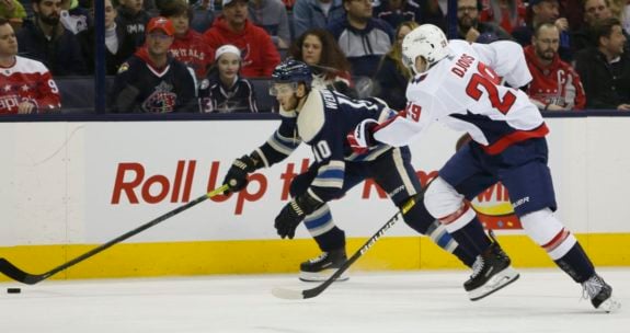 Columbus Blue Jackets' Alexander Wennberg Washington Capitals' Christian Djoos