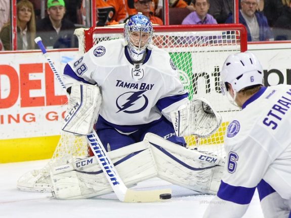 (Amy Irvin/The Hockey Writers) Andrei Vasilevskiy is Bishop's heir apparent in Tampa Bay, signed to an affordable extension and already proving his worth with quality starts.