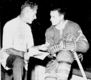 Gilles Tremblay receives training advice from physiotherapist Bill Head