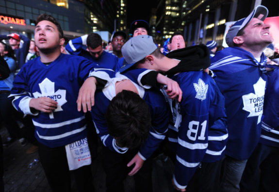 Toronto Maple Leafs fans show emotions