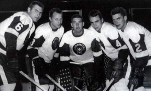 Gary Doak (4) seen here with his defence mates in Pittsburgh this season.