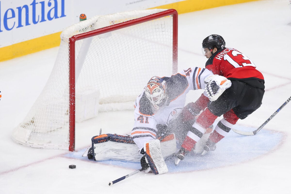 Mike Smith Edmonton Oilers Nico Hischier New Jersey Devils