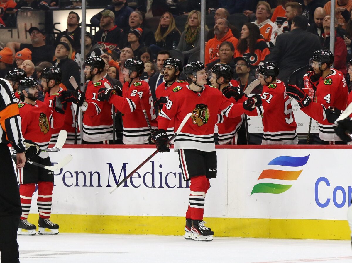 MacKenzie Entwistle Celebration Chicago Blackhawks