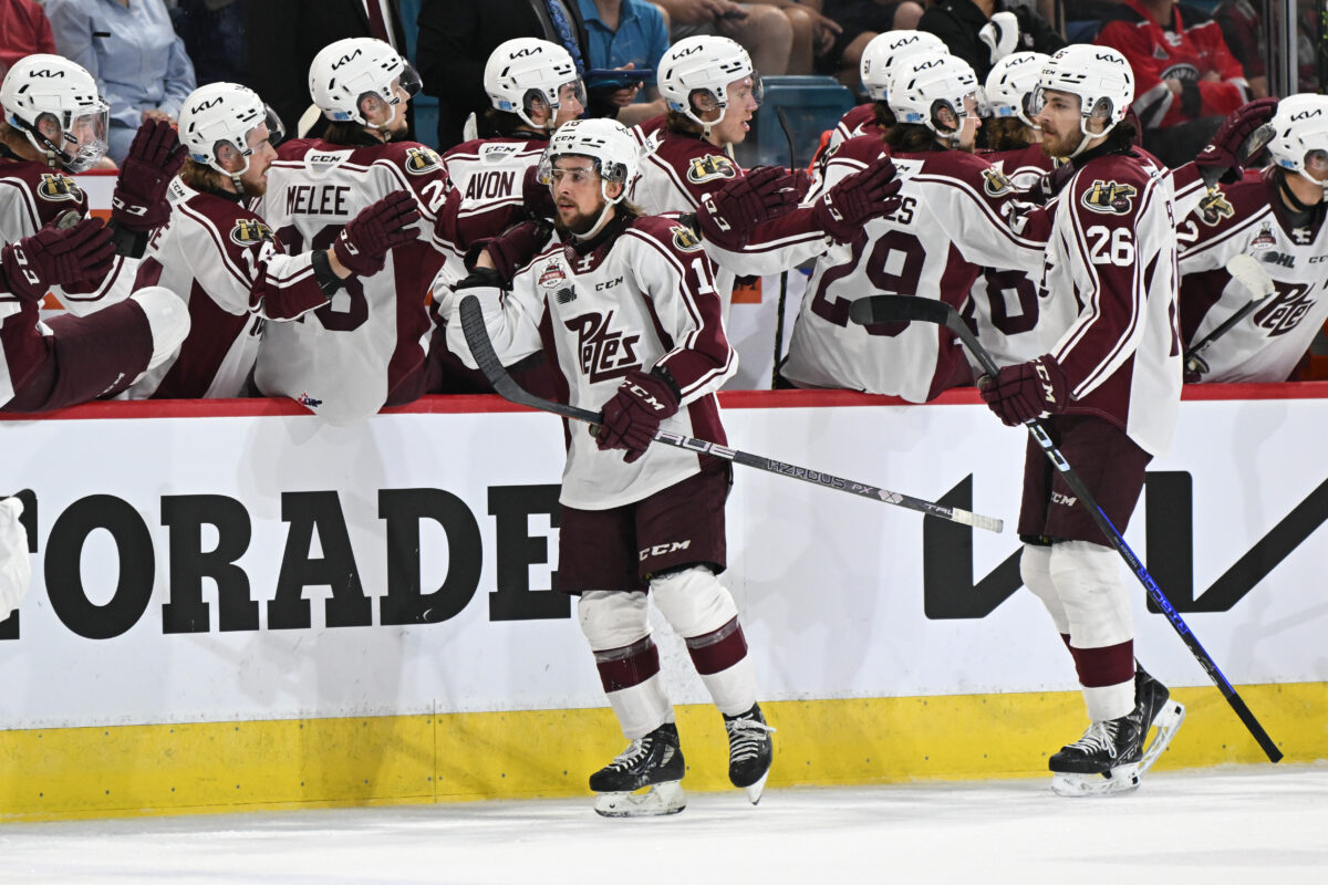 Peterborough Petes Bench Celebrates