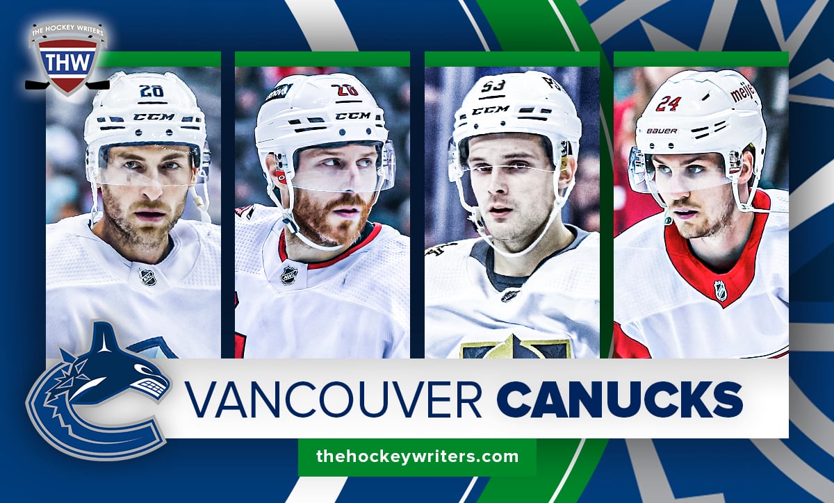 Vancouver Canucks Carson Soucy, Ian Cole, Teddy Blueger, Pius Suter