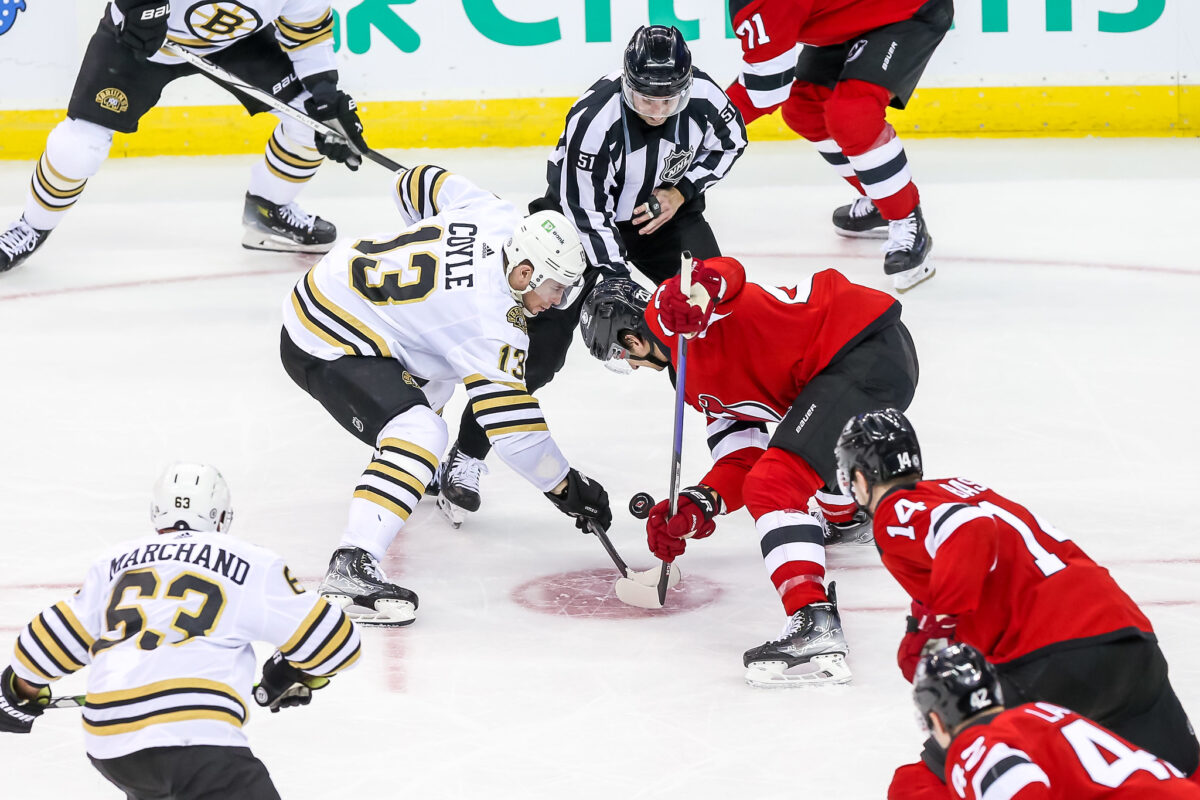 Charlie Coyle Boston Bruins Michael McLeod New Jersey Devils