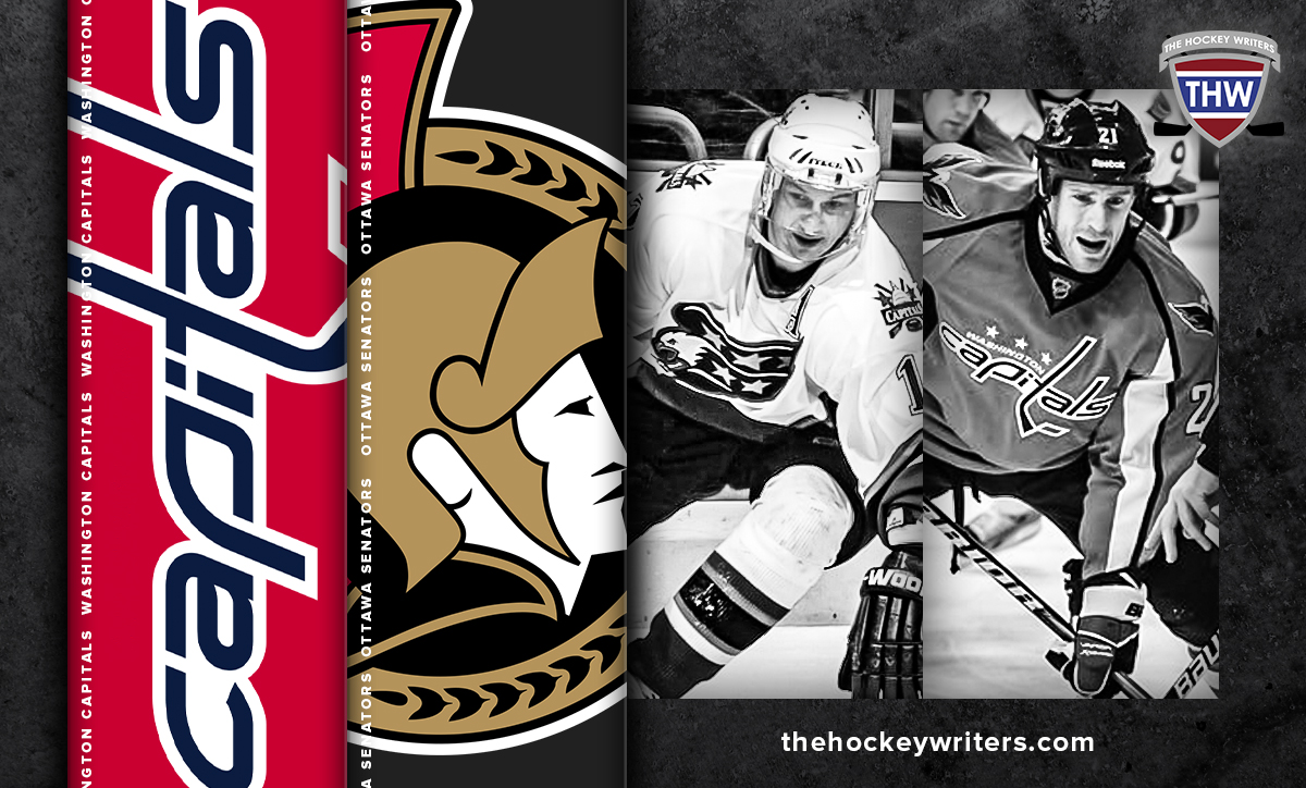 Washington Capitals Ottawa Senators Peter Bondra and Brooks Laich
