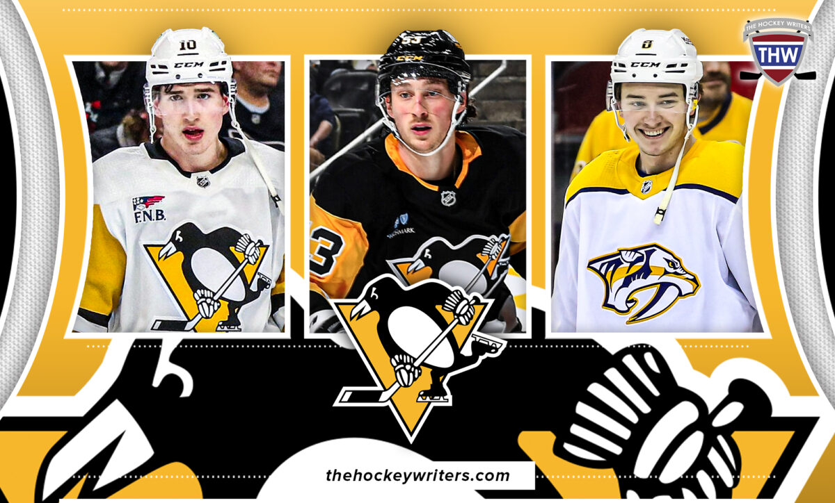 Pittsburgh Penguins Cody Glass, Philip Tomasino, and Drew O’Connor