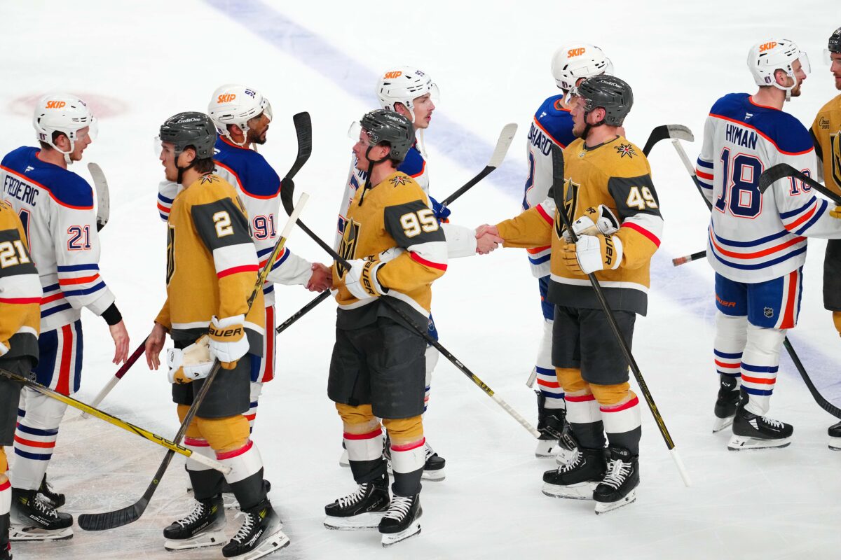 Edmonton Oilers Vegas Golden Knights Shake Hands 2025 Playoffs