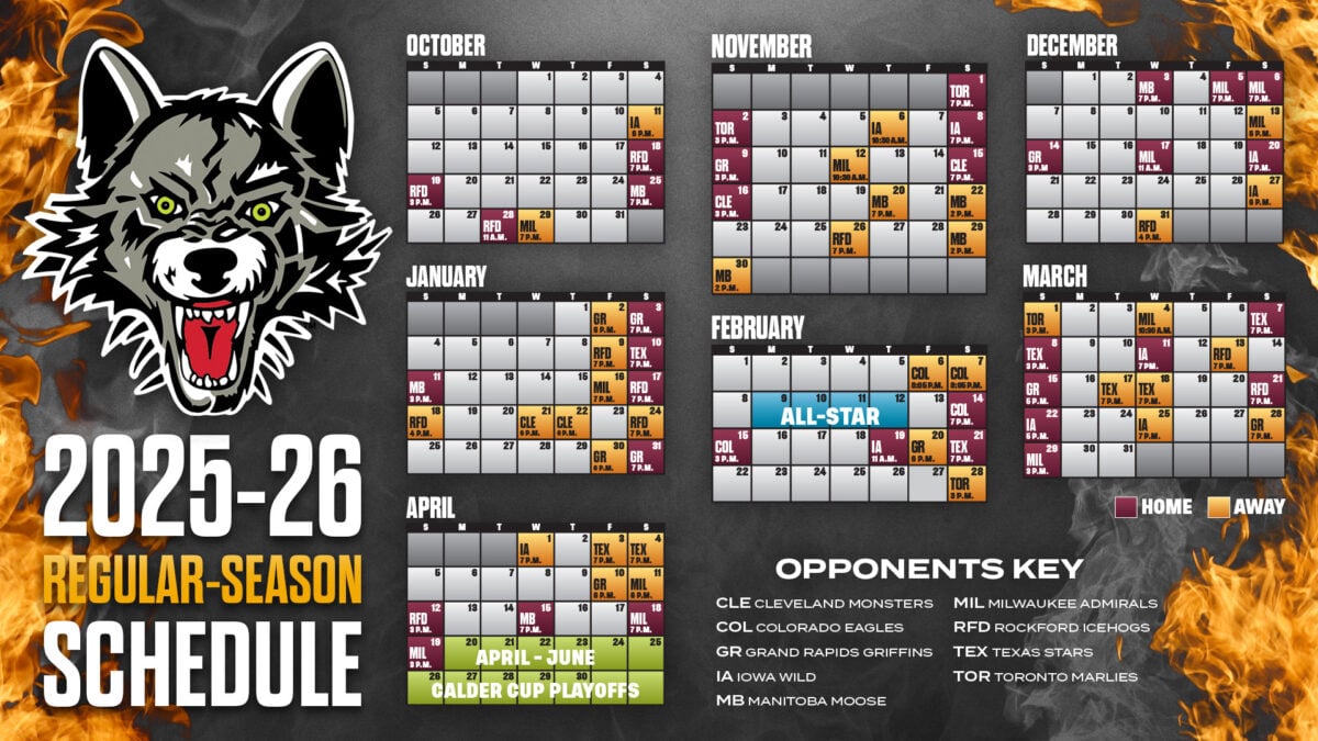 Chicago Wolves, Schedule