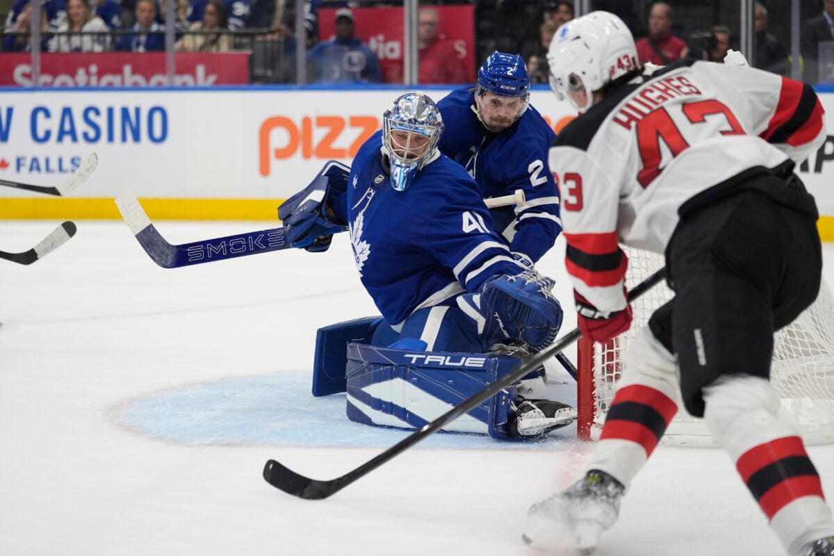 Luke Hughes New Jersey Devils Anthony Stolarz Toronto Maple Leafs