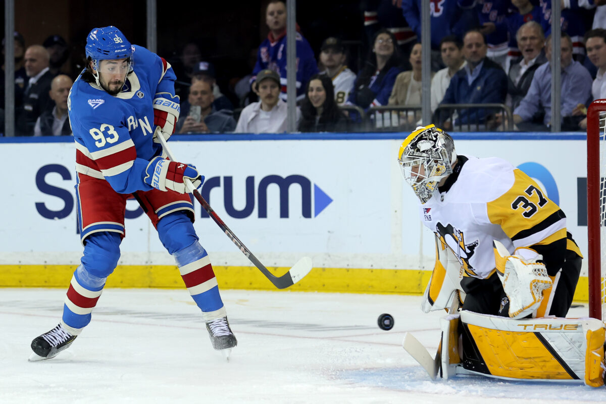 Mika Zibanejad New York Rangers Arturs Silovs Pittsburgh Penguins