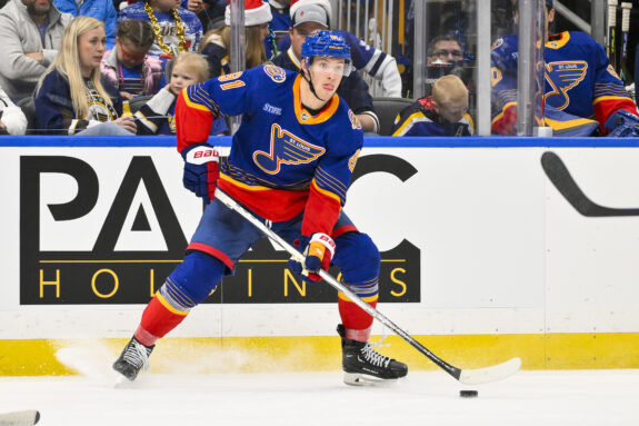 Dylan Holloway’s Potential for the Blues Depends on Staying Healthy