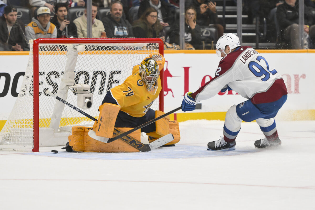 Juuse Saros Nashville Predators Gabriel Landeskog Colorado Avalanche