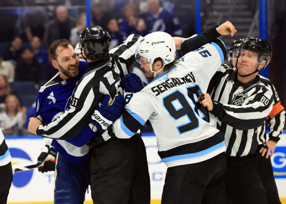 Mikhail Sergachev Utah Mammoth Zemgus Girgensons Tampa Bay Lightning