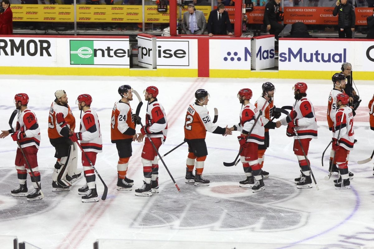 Philadelphia Flyers Carolina Hurricanes Handshake