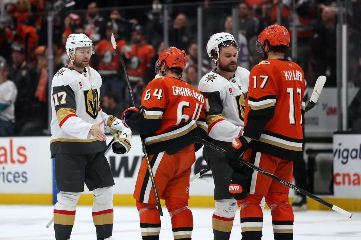 Vegas Golden Knights Anaheim Ducks handshake