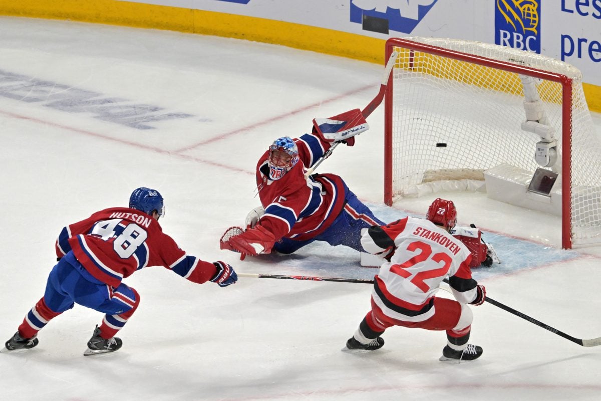 Logan Stankoven Carolina Hurricanes Jakub Dobes Montreal Canadiens